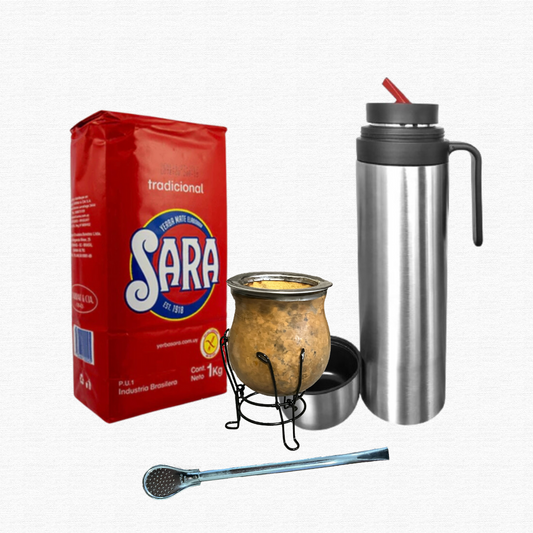 Starter Kit With Calabash Mate, Bombilla, Thermos and Sara Traditional