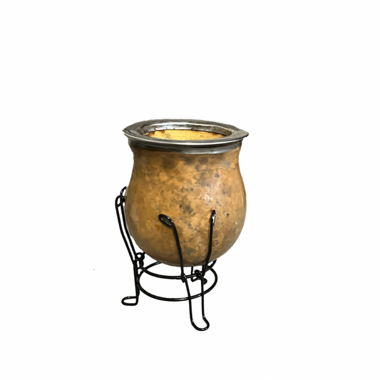 Camionero Mate Gourd with Polished Exterior and Metal Stand