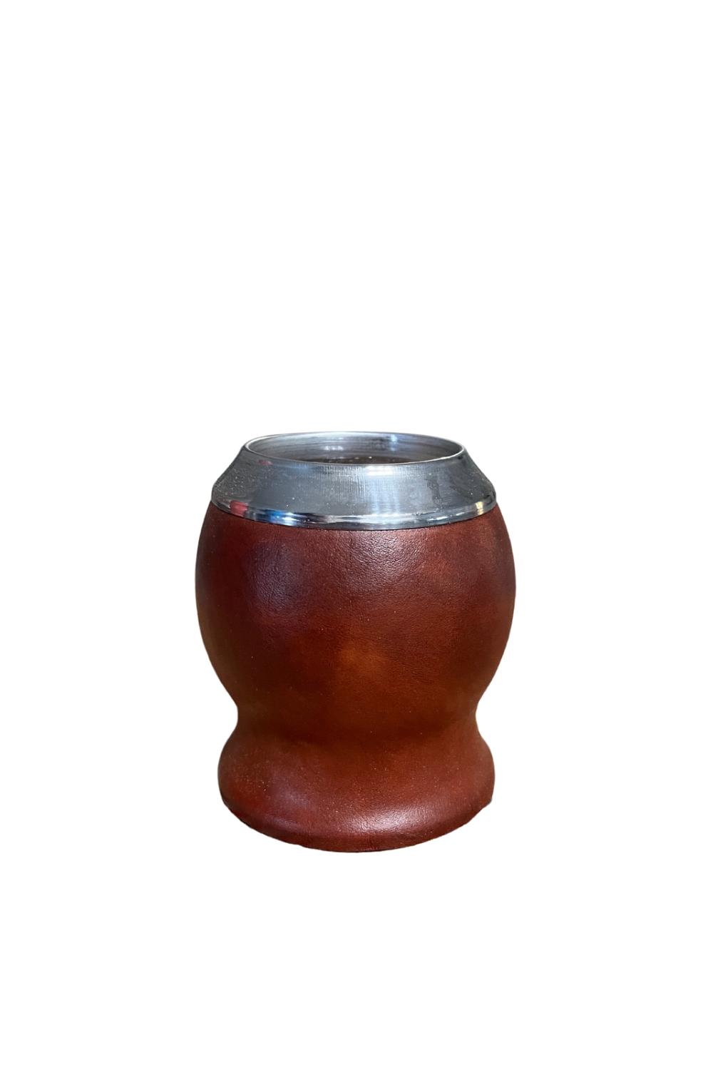 Brown calabash mate cup with metal rim included in the Maui Mate Starter Kit